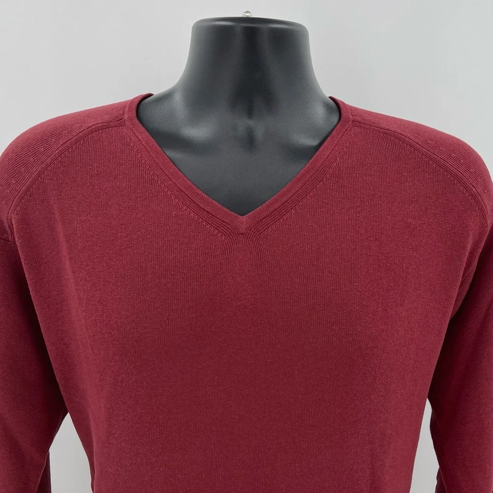 Tommy Bahama Maroon V Neck Sweater Pullover‎ Silk & Cotton Blend Men’s Large L